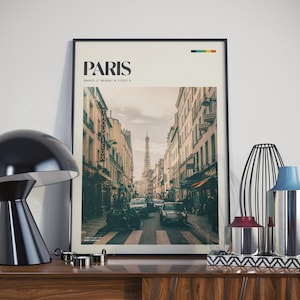 Parigi - Poster retrò / Arte murale della città di Parigi / Arredamento per la casa / Regalo per viaggiatori / Fotografia di viaggio vintage / Minimalista / Stampa poster