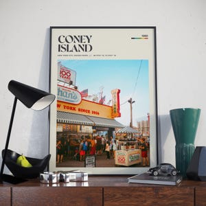 Coney Island Retro Poster Design, Fotografie, Wandkunst, Home Decor, Coney Island Geschenk Idee, 90er Jahre Vintage, Mid-Century Modern, Reise-Print