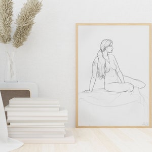 Annie Life Drawing - Digital Download Art Print - Pencil Line Art