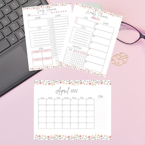 Floral Planner Kit | Daily And Weekly Planner Monthly Calendar Bundle