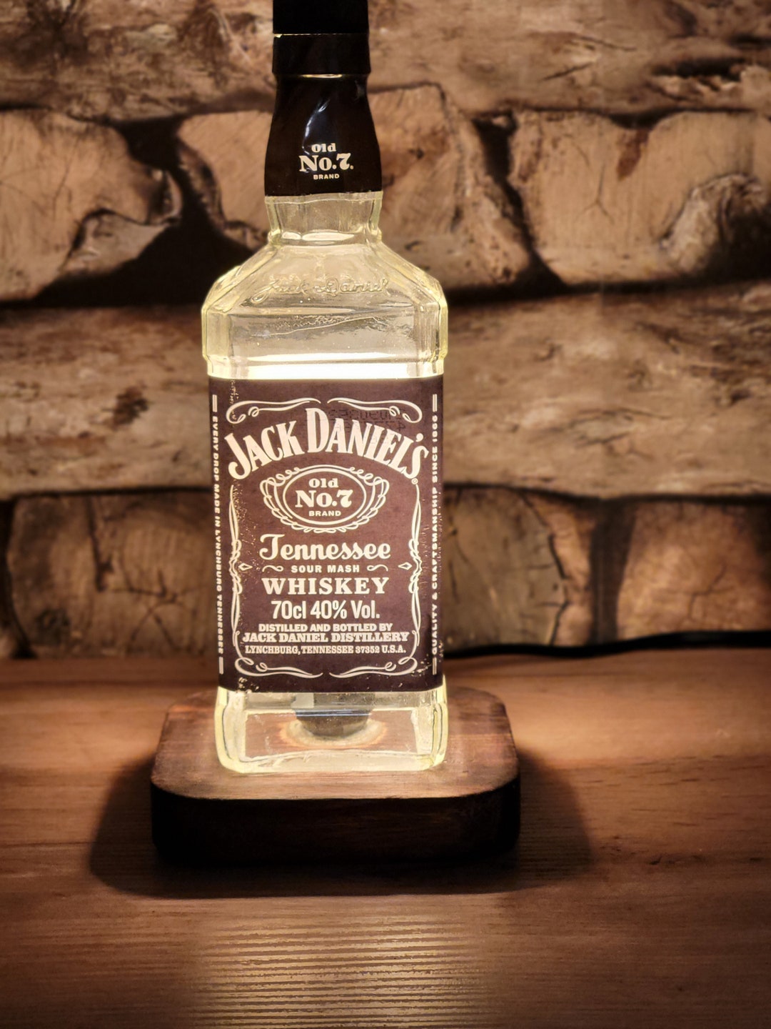 Jack Daniels Floor Lamp With Wooden Base Etsy