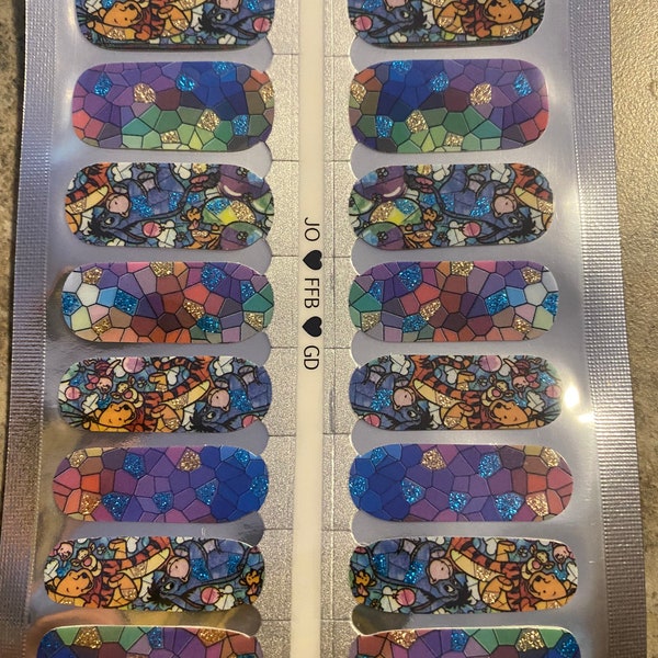 Adult 100% Adult Nail Wrap- Stained Glass Pooh