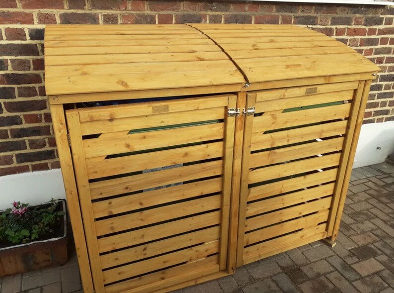 Wooden Double Wheelie Bin Storage Outdoor Garden Storage Etsy UK