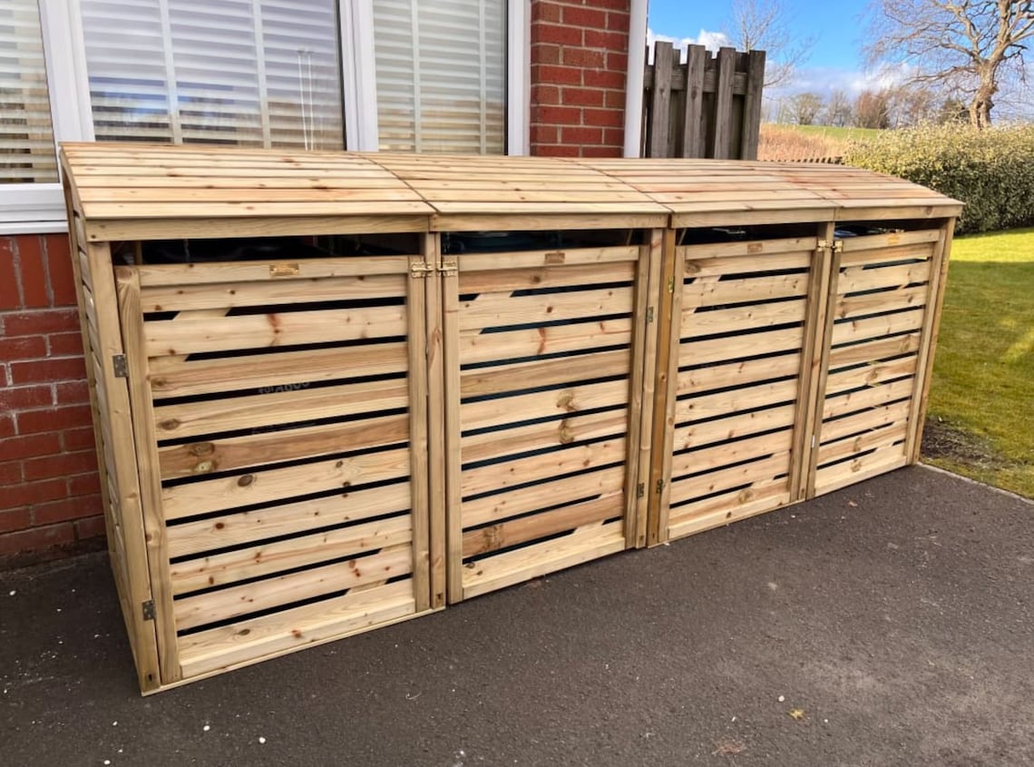 Wooden Double Wheelie Bin Storage Outdoor Garden Storage Etsy UK