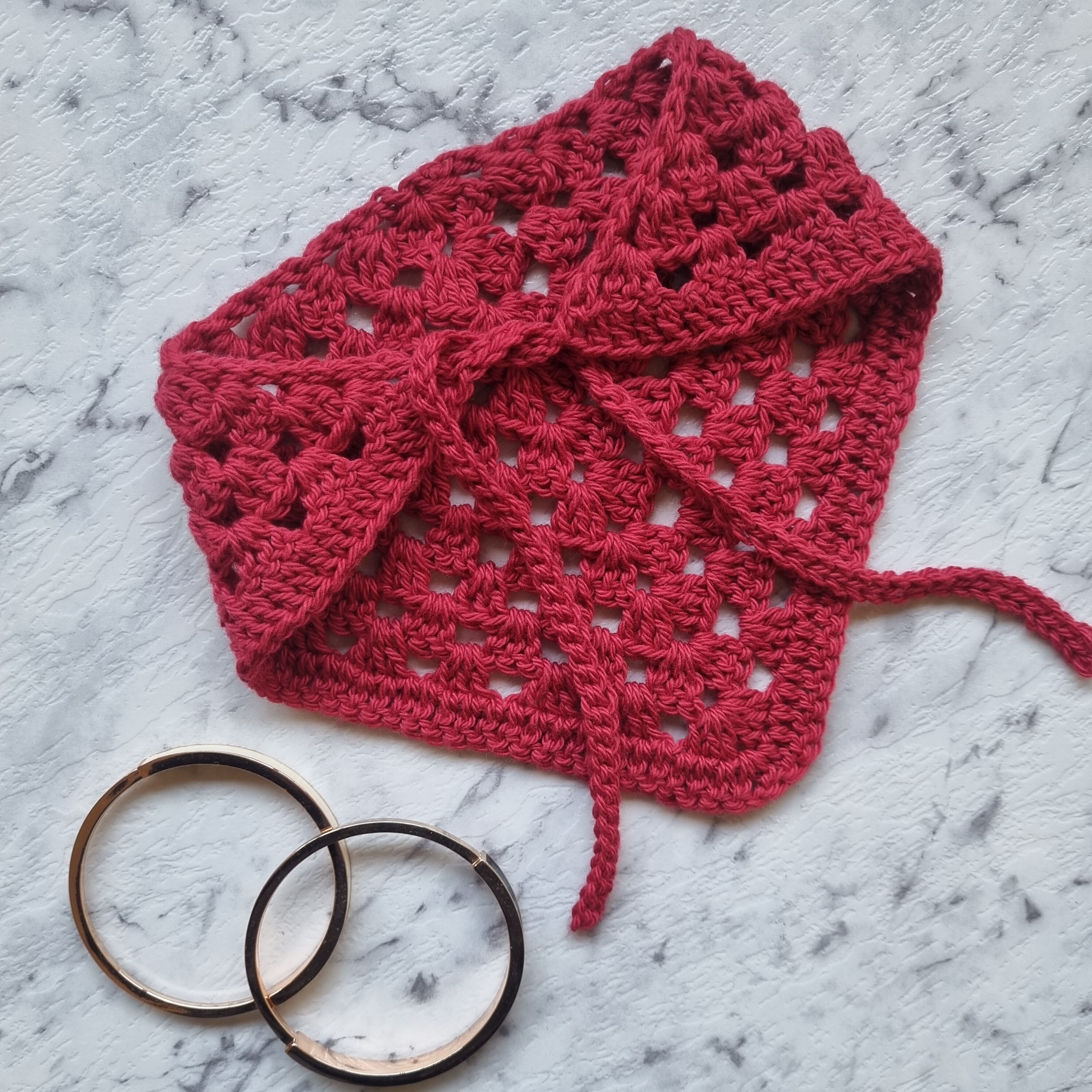 Bandana Crochet Cotton Hair Scarf Red - Etsy display picture 1