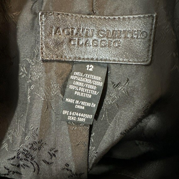 Jaclyn Smith Brown Leather Jacket Button Scallope… - image 7