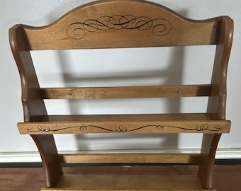Vintage John Wagner and Sons Wood Spice Rack Apothocary Rack