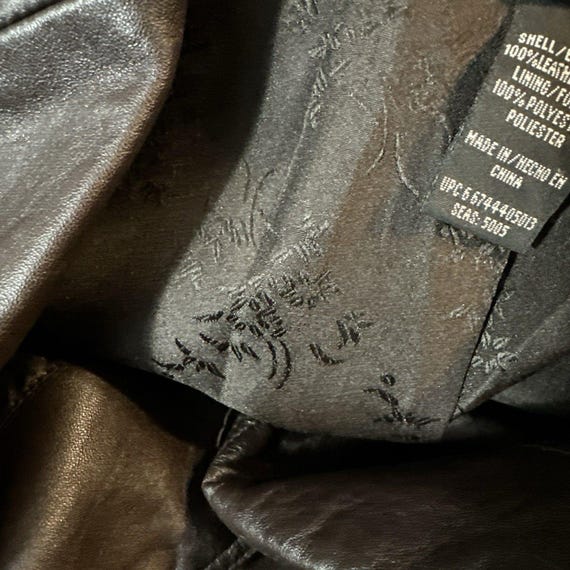 Jaclyn Smith Brown Leather Jacket Button Scallope… - image 8