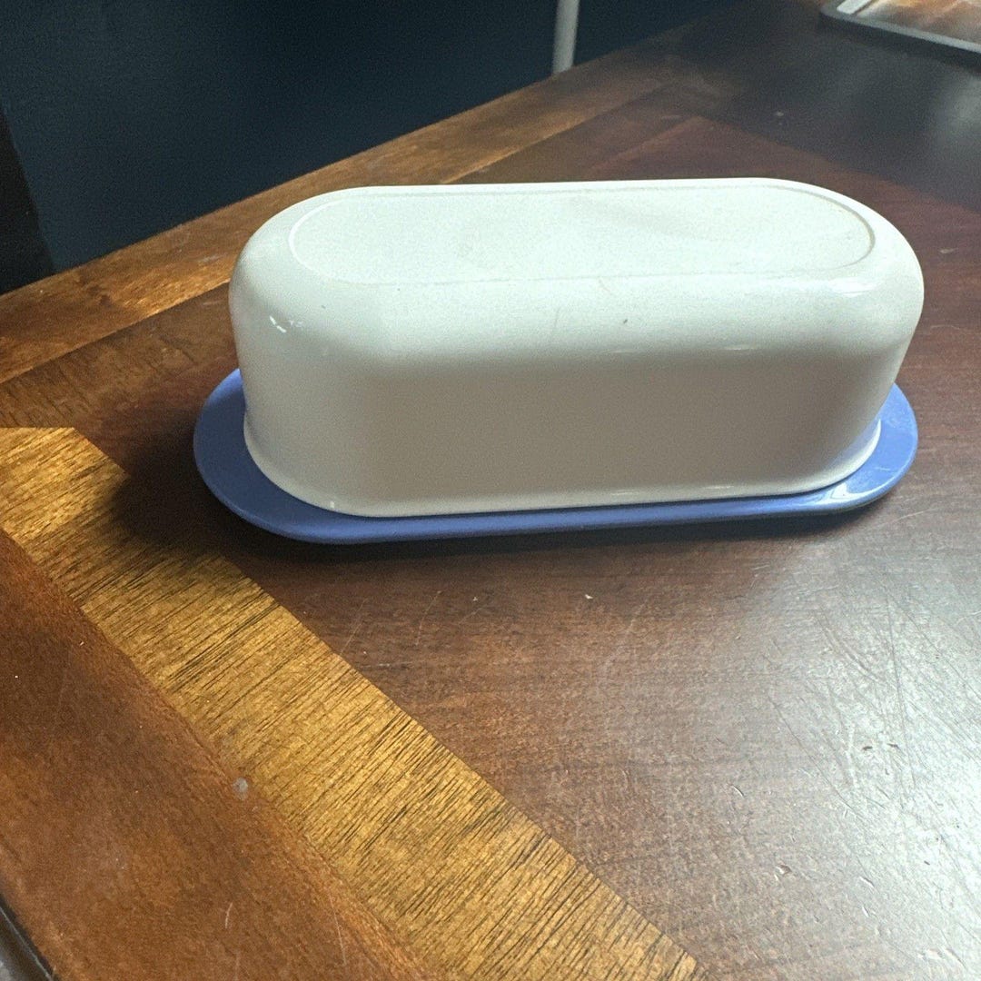 Snap Tupperware Tupperware Classic Butter Dish White Blue Snap Lids 2321A-2 2320A-3 - Etsy