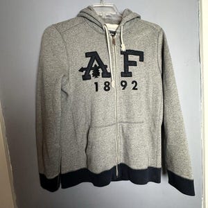 Vintage Abercrombie & Fitch Hoodie Y2K Womens Medium Gray 1892