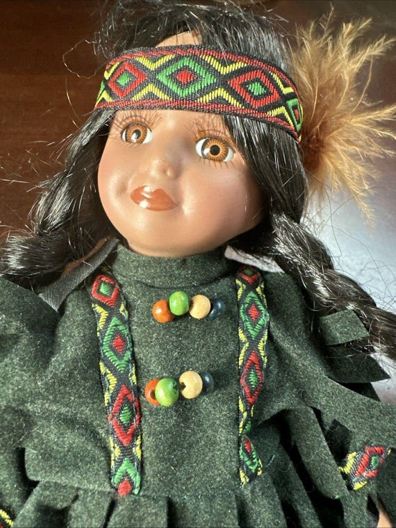 Vintage Native American Indian Porcelain Doll 8