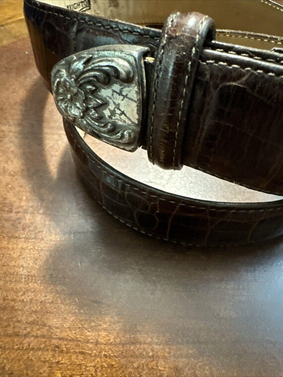 Women’s 2 Vintage 1996 Brighton Leather Belts Size Medium Vintage 1996 BRIGHTON Brown Leather & Silver Belt Western  main image 4
