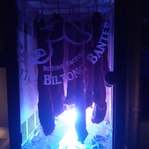 Boîte à biltong, Machine à biltong, Séchoir à viande de boeuf séché, Droewors, Déshydrateur alimentaire, Usine familiale de biltong, Porte en acrylique bleu image 4