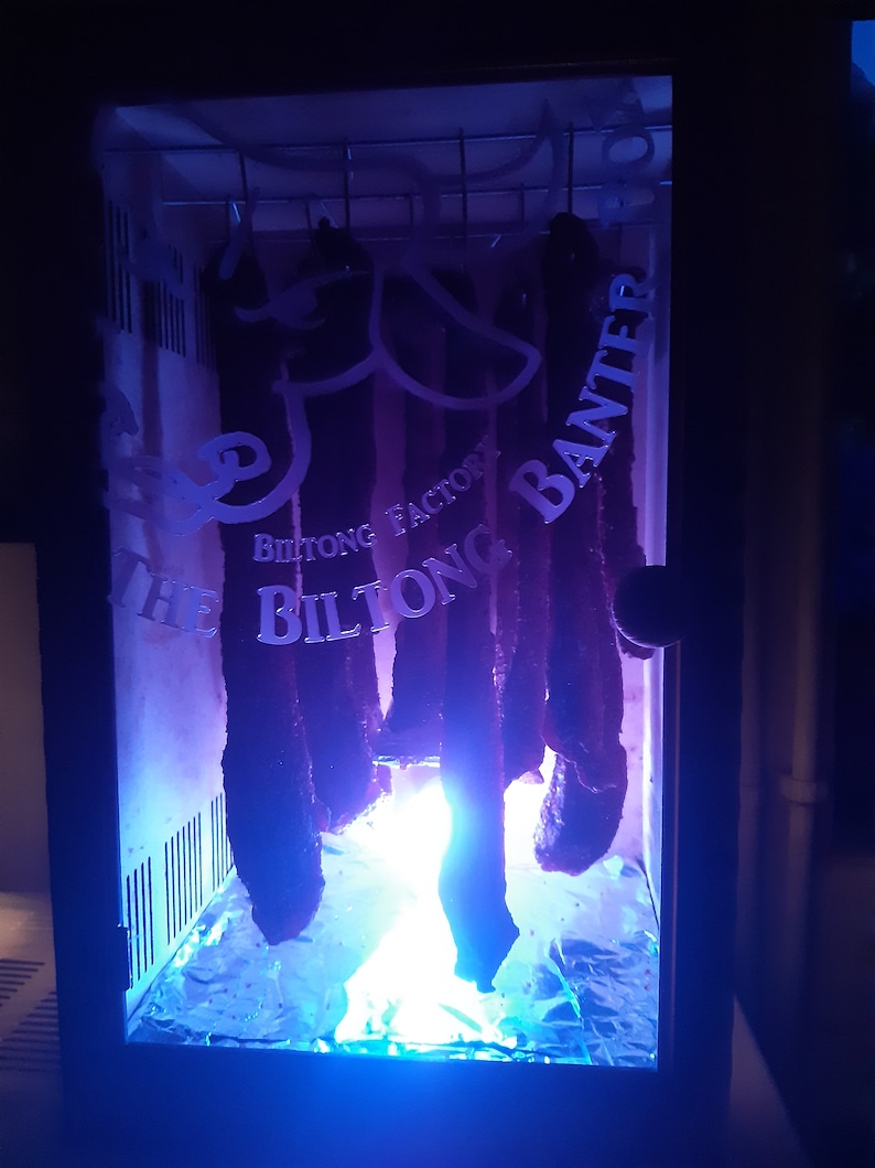 Boîte à biltong, Machine à biltong, Séchoir à viande de boeuf séché, Droewors, Déshydrateur alimentaire, Usine familiale de biltong, Porte en acrylique bleu image 4