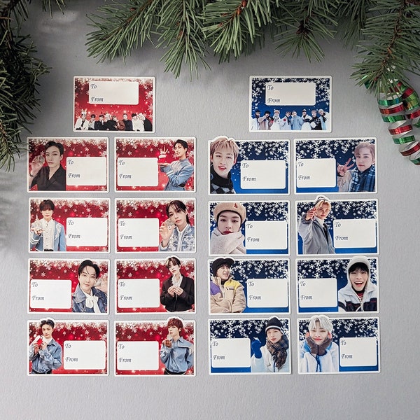 Stray Kids Gift Tags -Set of 9, Stray Kids Christmas Gift Labels, SKZ Holiday Wrapping Stickers, Christmas or Hanukkah To From Gift Tags