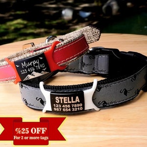 Slide On Dog Tag For Collar, Personalized Silicon Custom dog Collar, Dog Id And Tag For Pet Name And Contact Number.