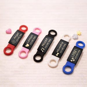 Personalized No Jingle Pet ID Tag, Slide-On Engraved Collar