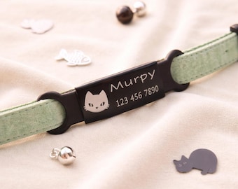 Personalized Silicone Cat Collar ID Tag, Engraved Pet Name Tag