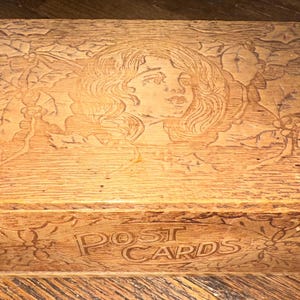 Antique Wood Post Card Box