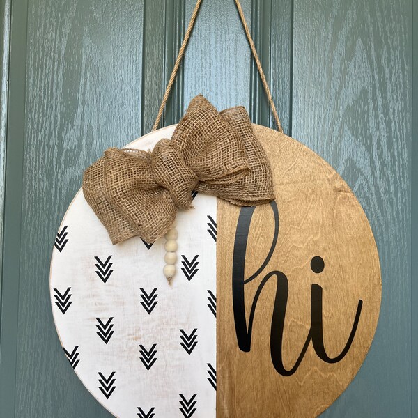 Wooden Door Hanger, Door Sign, Wooden Door Sign, Welcome Sign, Hi