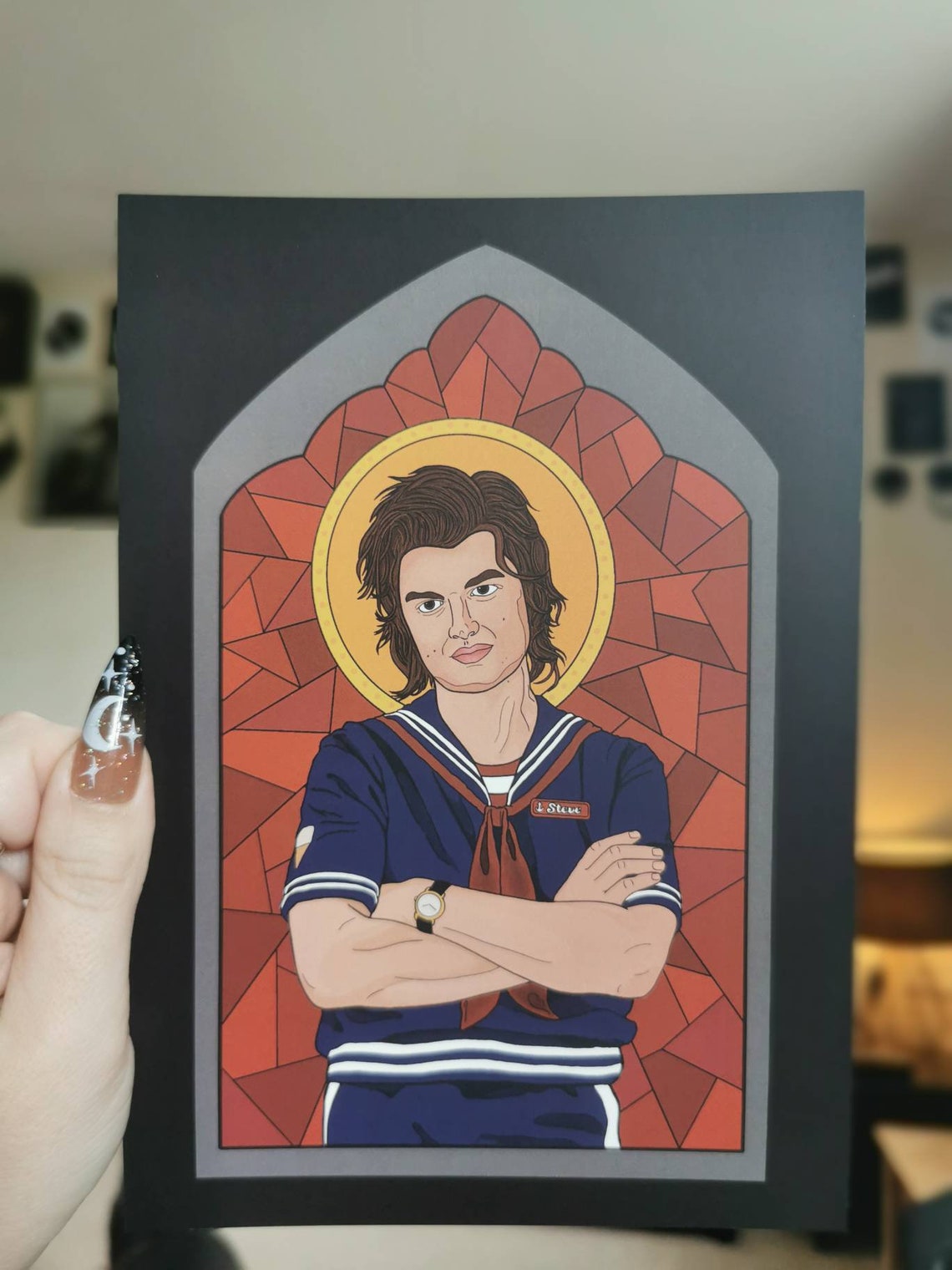 Stranger Things. Steve Stained Glass Window Style A5 Art Etsy