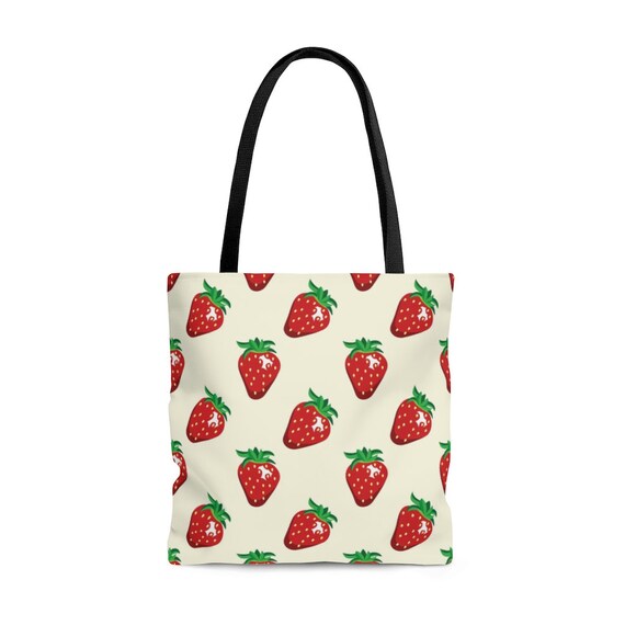 Cute Strawberry Print Tote Bag Trendy Tote Bag Farmer's - Etsy