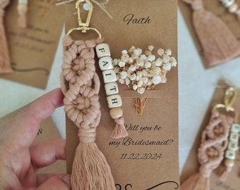 Bridesmaid Proposal, Will you be my Bridesmaid, Bachelorette Party Gifts for Bridesmaids, Maid of Honor Gift, Macrame Keychain, Wedding Gift