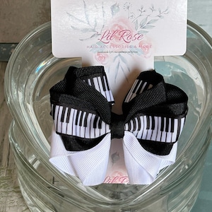 Music themed Hair Bow, Piano, Keyboard, Butterfly Hair Clip, Handmade, Piano Recital, Music Audition
