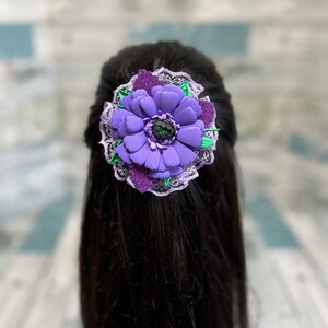 Daisy Sparkle and Lace Hair Bow, Flower Hair Clip, Glitter Hair Accessory, Handmade
