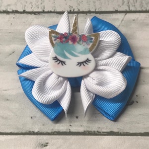 Kanzashi Flower Bow, Unicorn Hair Bow, Handmade