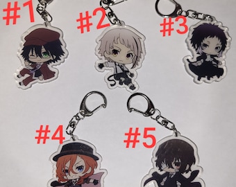 RJZMMN Dazai Osamu Keychain Anime Nakahara Chuuya Cosplay Akiko Yosano  Costume Keyring Acrylic Pendant at  Men's Clothing store