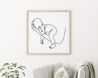 Minimalistischer Kinderzimmer Druck, Baby Illustration, Strichzeichnung Druck, Baby Minimalist, Linie Kunst, minimalistischer Druck, Kinderzimmer Druck, Kinderzimmer Dekor