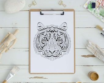 7 ingewikkelde kleurplaten Download direct, print en kleur! Digitale download kleurplaat Lama kat walvis tijger ontwerpen