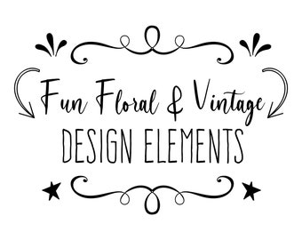 Leuk, bloemen, vintage designelementen, vectorformaat, direct downloaden, SVG, 100+ elementen