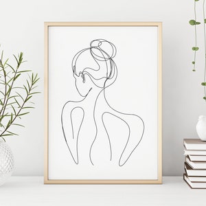 Woman back drawing, Female art print, One line art, Printable wall art, Woman silhouette, Girl room decor, Minimalist art, DIGITAL PRINT