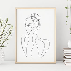 Dessin de dos de femme, Impression d'art féminin, Dessin au trait, Art mural imprimable, Silhouette de femme, Décor de chambre de fille, Art minimaliste, IMPRESSION NUMÉRIQUE