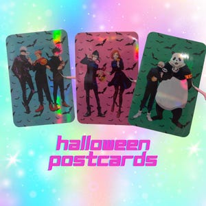 Cartes postales holographiques Halloween sorcier effrayant