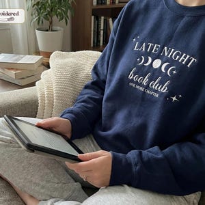 Late night book club sweatshirt, Book lover gift, Bookish, Bookish gifts, Gifts for readers, Booktok, Book merch Navy