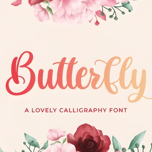 Butterfly - Calligraphy Font, Handwritten font, Procreate Font, Cursive Font, Signature Font, Romantic Font, Wedding Font, Elegant Font