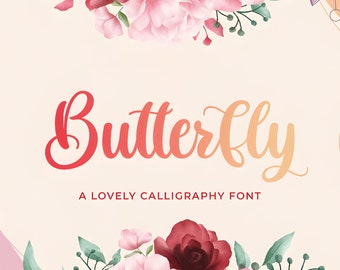 Butterfly - Calligraphy Font, Handwritten font, Procreate Font, Cursive Font, Signature Font, Romantic Font, Wedding Font, Elegant Font
