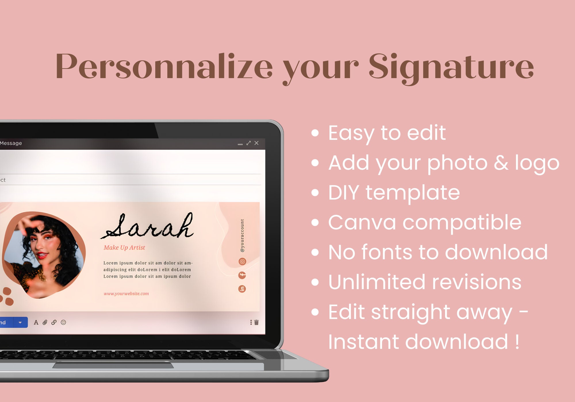 Email Signature Template With Logo & Photo Editable Canva - Etsy Australia
