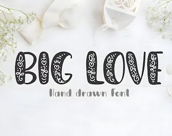Heart Font, Cricut Font, Hand Drawn font, Procreate Font, Cursive Font, Romantic Font, Wedding Font, Elegant Font, Font with Heart