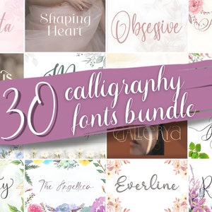 Calligraphy Font, Handwritten font, Procreate Font, Cursive Font, Signature Font, Romantic Font, Wedding Font bundle, Elegant Font