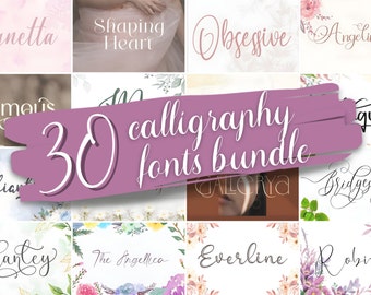 Font calligrafici, font scritti a mano, font Procreate, font corsivi, font per firme, font romantici, pacchetto di font per matrimoni, font eleganti
