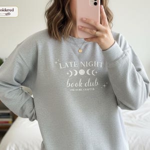 Late night book club sweatshirt, Book lover gift, Bookish, Bookish gifts, Gifts for readers, Booktok, Book merch Sport Grey