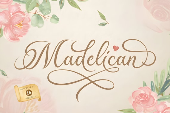 Madelican - Calligraphy Font, Handwritten font, Procreate Font, Cursive Font, Signature Font, Romantic Font, Wedding Font, Elegant Font