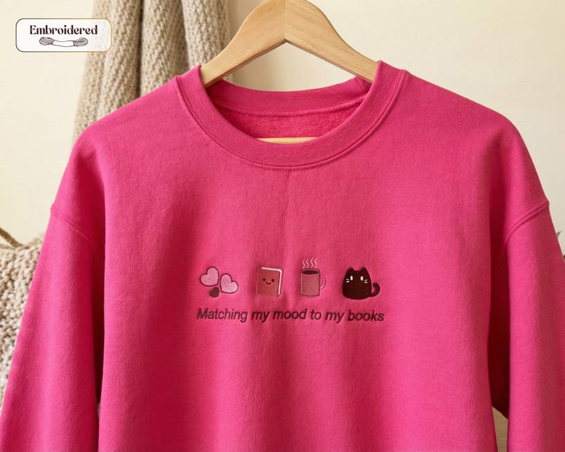 Matching my mood to my books Sweatshirt, Book lover gift, Bookish, Bookish gifts, Gifts for readers, Booktok, Book merch Heliconia