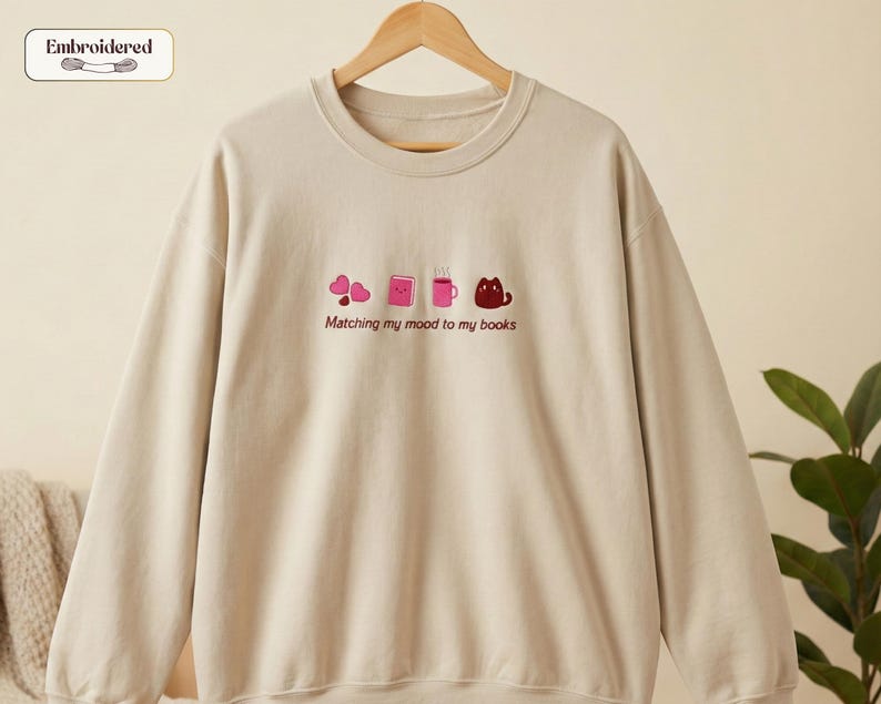 Matching my mood to my books Sweatshirt, Book lover gift, Bookish, Bookish gifts, Gifts for readers, Booktok, Book merch image 4