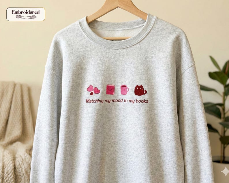 Matching my mood to my books Sweatshirt, Book lover gift, Bookish, Bookish gifts, Gifts for readers, Booktok, Book merch image 11