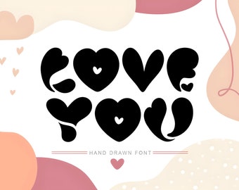 Heart Font, Cricut Font, Hand Drawn font, Procreate Font, Cursive Font, Romantic Font, Wedding Font, Elegant Font, Font with Heart